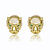 14k Yellow Gold Plated With Emerald Cubic Zirconia White Enamel Roaring Tiger Head 3D Stud Earrings