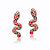 14k Yellow Gold Plated With Ruby Cubic Zirconia Black & Red Enamel 3D Slithering Curling Snake Earrings