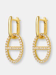 14k Yellow Gold Plating with Clear Cubic Zirconia Drop Earrings