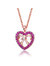 18K Rose Gold Plated Heart Shaped Pendant Necklace With Clear Cubic Zirconia For Kids/Girls