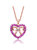 18K Rose Gold Plated Heart Shaped Pendant Necklace With Clear Cubic Zirconia For Kids/Girls - Ruby Red