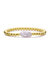 Baroque White Pearl Ball Bead Link Stretchable Layering Bracelet - Gold