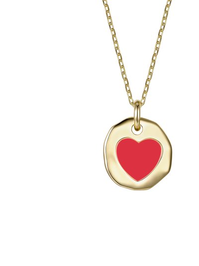 Rachel Glauber Children's 14k Gold Plated With Red Heart Enamel Medallion Pendant Necklace product