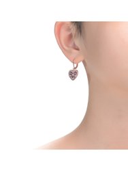 Children's 18k Rose Gold Plated Ribbon Crafted On Heart Drop Earrings