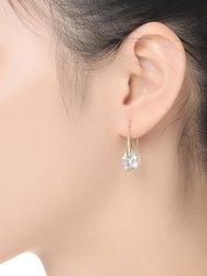 Elegant Hook Earrings with Round Colored Stone Party Earrings