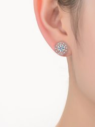 Genevive Elegant Platinum Plated Halo Stud Earrings