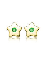 GigiGirl Kids 14k Gold Plated Colored Cubic Zirconia Five Point Lucky Little Star Stud Earrings