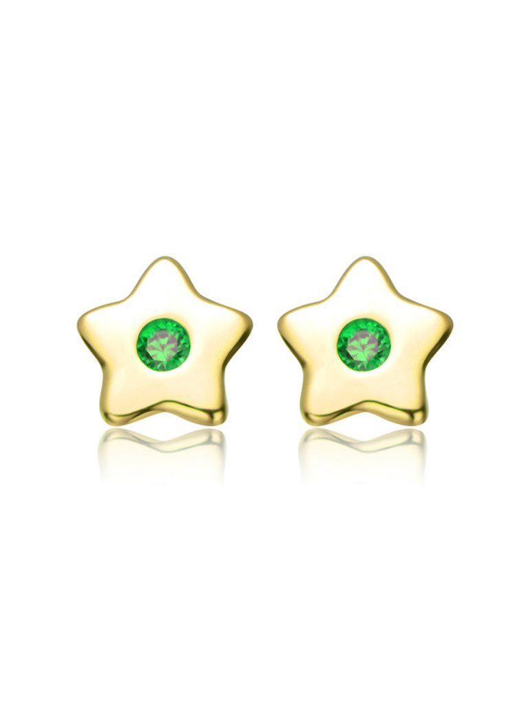 GigiGirl Kids 14k Gold Plated Colored Cubic Zirconia Five Point Lucky Little Star Stud Earrings