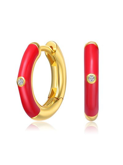 Rachel Glauber GigiGirl Kid's 14k Gold Plated Colored Enamel & Cubic Zirconia Hoop Earrings product