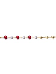 GigiGirl Kids 14k Gold Plated Colored Pearl And Star Charms Bracelet