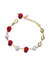 GigiGirl Kids 14k Gold Plated Colored Pearl And Star Charms Bracelet - Red
