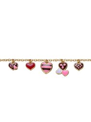 GigiGirl Kids 14k Gold Plated Colorful Heart Charms Bracelet
