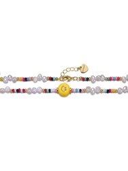 GigiGirl Kids' 14k Gold Plated Freshwater Pearls And Smiley Face Bead Necklace