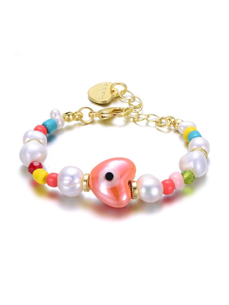 GigiGirl Kids 14k Gold Plated Multi Color Beads Bracelet With Freshwater Pearls - Multi Color