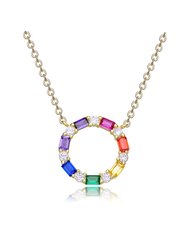 GigiGirl Kids 14k Gold Plated Rainbow Cubic Zirconia Circle Pendant Necklace - Gold