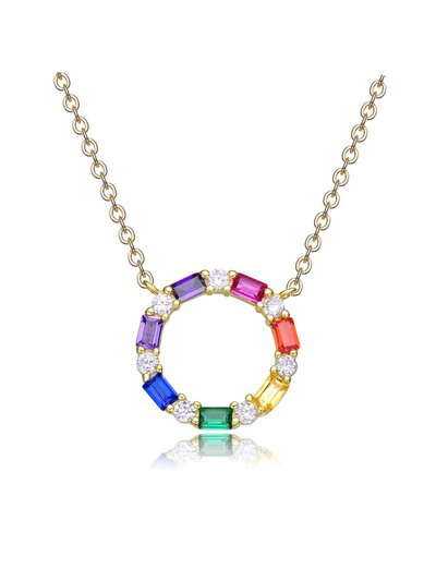 Rachel Glauber GigiGirl Kids 14k Gold Plated Rainbow Cubic Zirconia Circle Pendant Necklace product