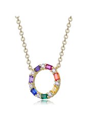 GigiGirl Kids 14k Gold Plated Rainbow Cubic Zirconia Circle Pendant Necklace