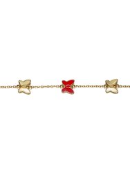 GigiGirl Kids 14k Gold Plated Red Butterfly Charms Bracelet