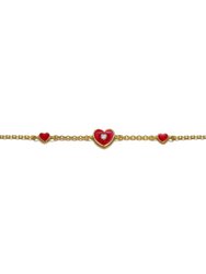 GigiGirl Kids 14k Gold Plated Red Heart Charms Bracelet