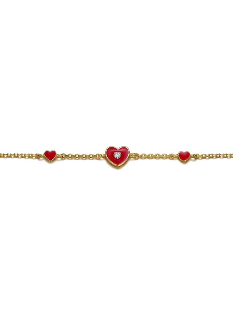 GigiGirl Kids 14k Gold Plated Red Heart Charms Bracelet