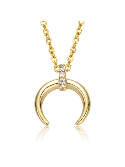 Rachel Glauber GigiGirl Kids/Teens 14k Gold Plated With Cubic Zirconia Crescent Horn Pendant Necklace product