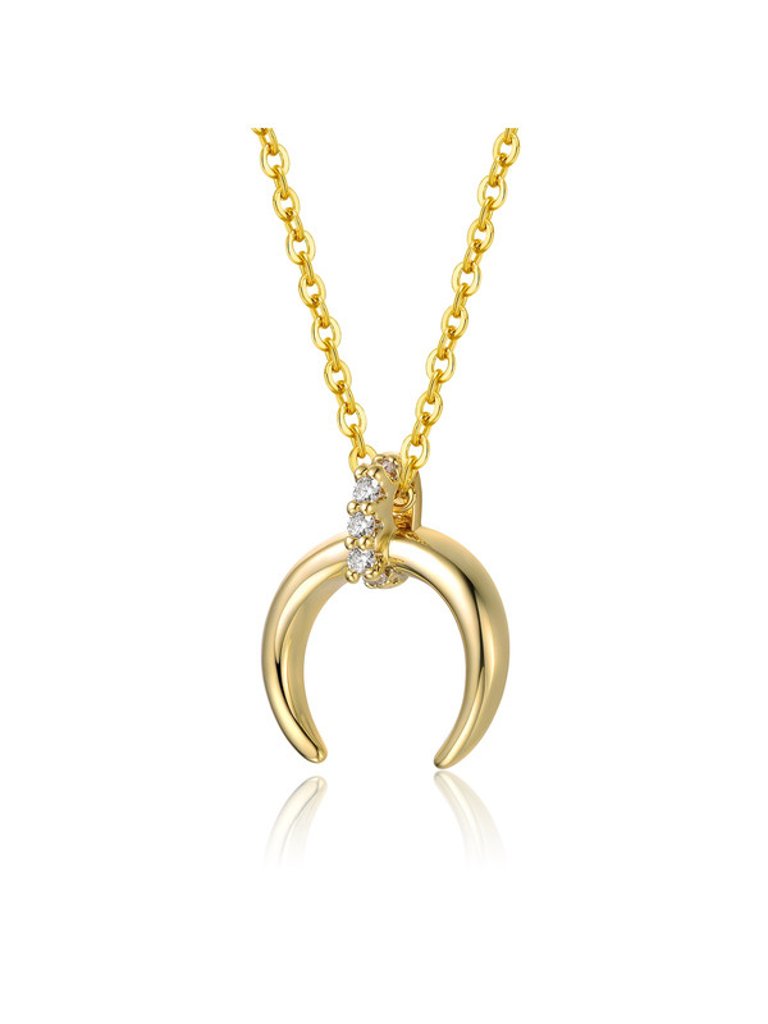 GigiGirl Kids/Teens 14k Gold Plated With Cubic Zirconia Crescent Horn Pendant Necklace