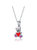GigiGirl Kids' White Gold Plated Red Enamel Heart Teddy Bear Pendant Necklace