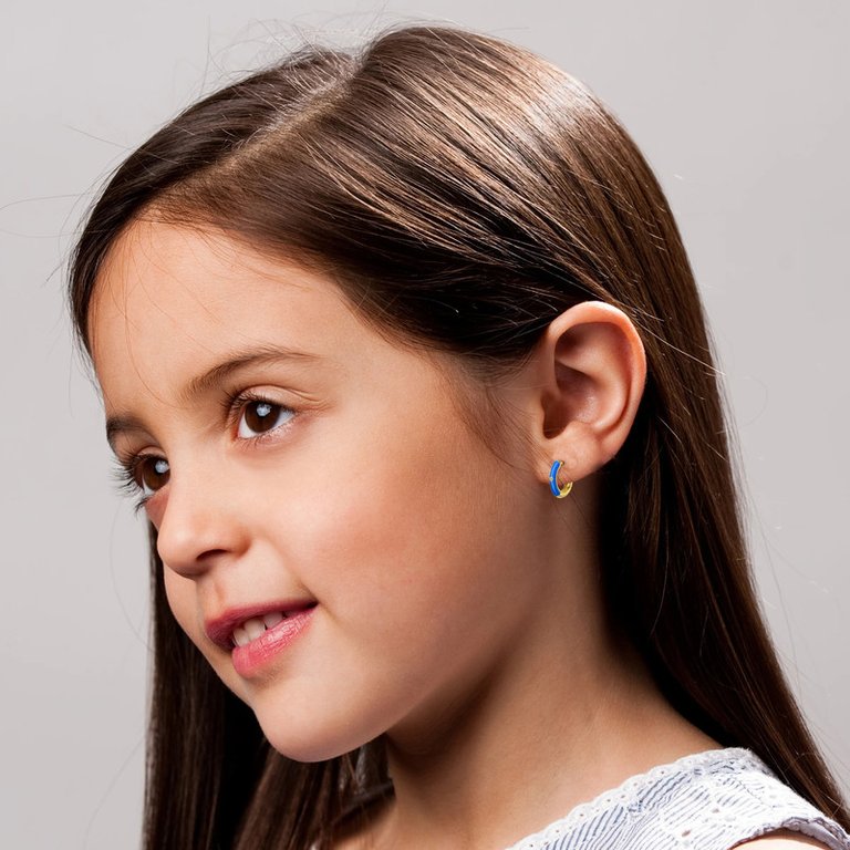 GigiGirl Kids's 14k Gold Plated Colored Enamel & Cubic Zirconia Hoop Earrings