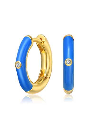 Rachel Glauber GigiGirl Kids's 14k Gold Plated Colored Enamel & Cubic Zirconia Hoop Earrings product