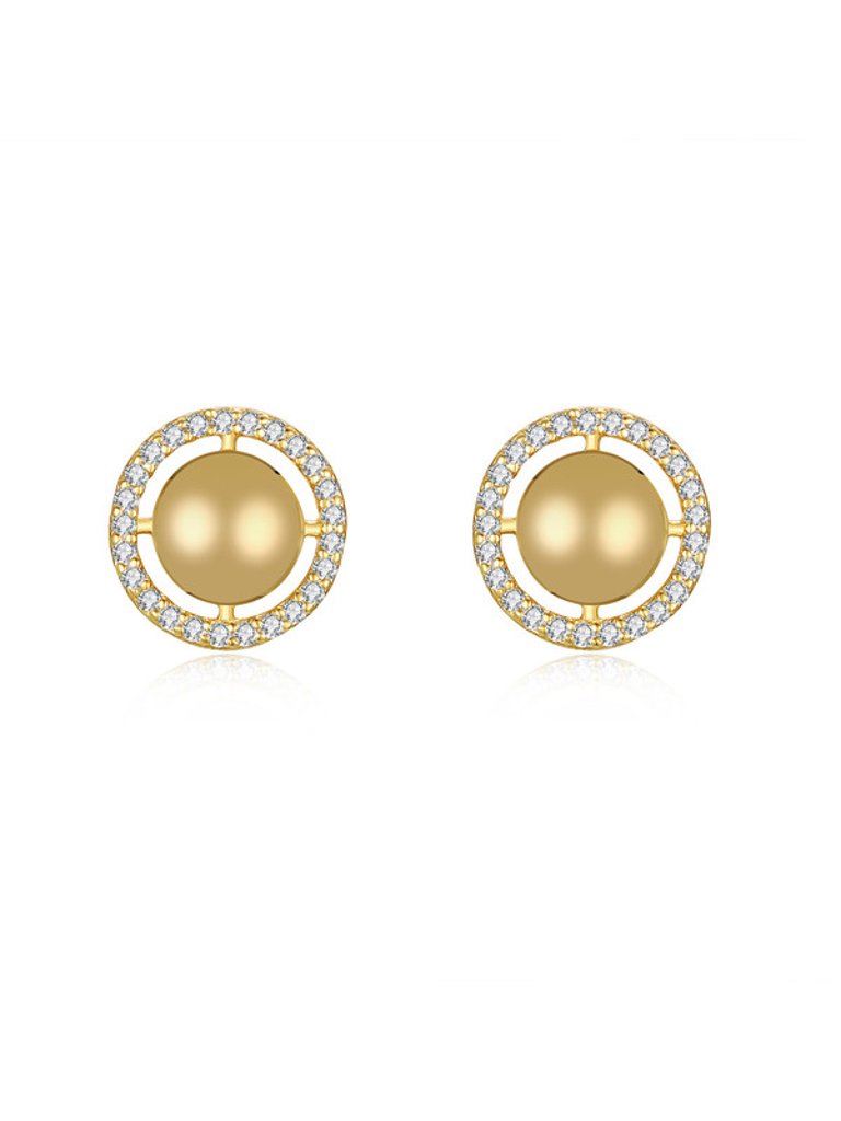 GigiGirl Teens 14k Gold Plated with Cubic Zirconia Eternity Halo Medallion Stud Earrings