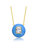 GigiGirl Teens 14k Gold Plated With Cubic Zirconia Radiant Solitaire Blue Enamel Small Round Pendant Necklace - Blue
