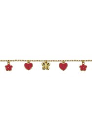 GigiGirl Toddler/Kids 14k Gold Plated Red Enamel Heart Charm Bracelet