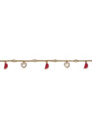 GigiGirl Toddlers/Kids 14k Yellow Gold Plated Red Moon And Cubic Zirconia Heart Charm Bracelet