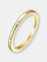 Gold Plated Clear Cubic Zirconia Band Ring - Gold