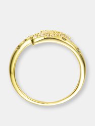 Gold Plated Clear Cubic Zirconia Bypass Ring