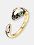 Gold Plated Green Cubic Zirconia Inlaid Ring - Gold Plated/Green