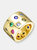 Gold Plated Multi Colored Cubic Zirconia Wide Band Ring - Multi