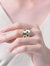 Gold Plated Multi Colored Cubic Zirconia Wide Band Ring