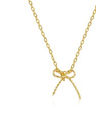 Kids' 14k Gold Plated Ribbon Bow-Tie Gifted Pendant Necklace - Gold