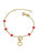 Kids' Double Halo Heart Dangle Charm Station Bracelet, Adjustable In Length - Red