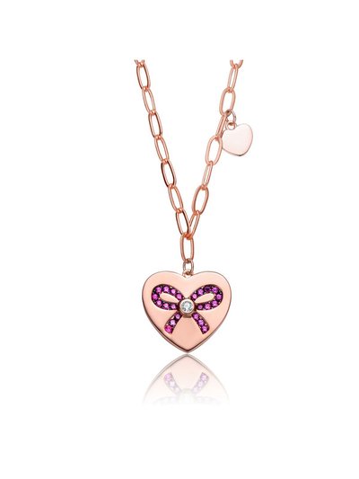 Rachel Glauber Kids/Young Teens 18k Rose Gold Plated Bow Tie On Heart Shaped Pendant product