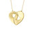 Large 14k Gold Plated With Diamond Cubic Zirconia Modern Double Heart Half Cut-Out Entwined Necklace - Gold