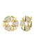 Large 14k Gold Plated With Diamond Cubic Zirconia Pave Modern Abstract Flower Stud Earrings - Gold