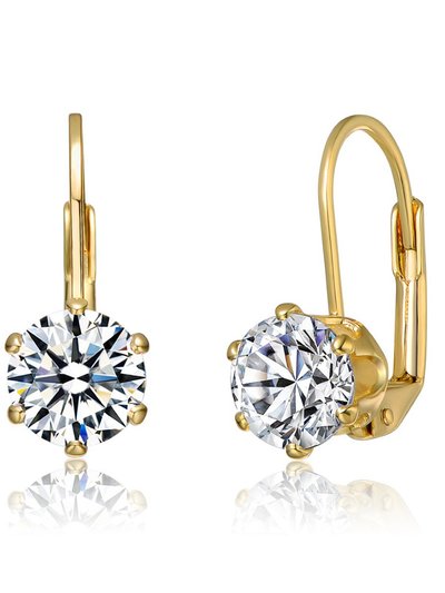 Rachel Glauber Leverback Earrings with Clear Round Cubic Zirconia In Prong Setting product