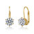 Leverback Earrings with Clear Round Cubic Zirconia In Prong Setting - Gold