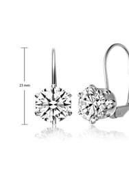 Leverback Earrings with Clear Round Cubic Zirconia In Prong Setting