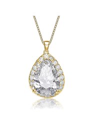 Pear-shaped Pendant With Colored Cubic Zirconia - Gold
