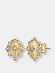 Rachel Glauber 14k Gold Plated And Cubic Zirconia Floral Stud Earrings - Gold
