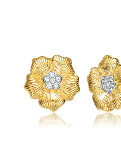 Rachel Glauber Rachel Glauber 14k Gold Plated And Cubic Zirconia Floral Stud Earrings product
