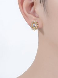 Rachel Glauber 14k Gold Plated And Cubic Zirconia Floral Stud Earrings